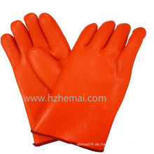 Stulpenhose Hi-Vis Orange PVC Handschuhe Doppelt getaucht Industrie Arbeitshandschuh